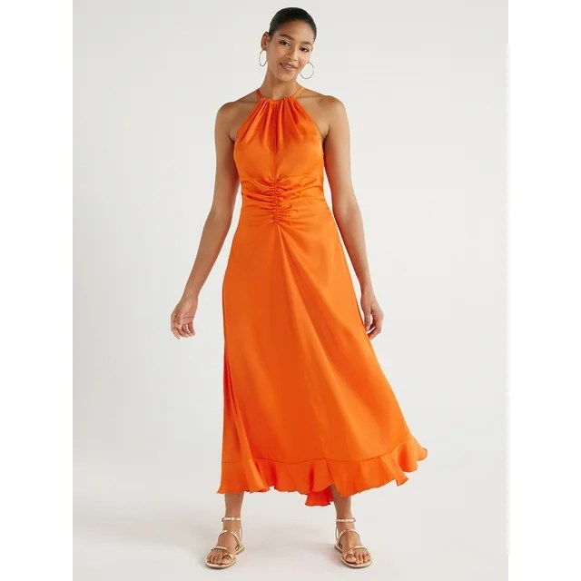 scoop ruched halter summer dress at walmart