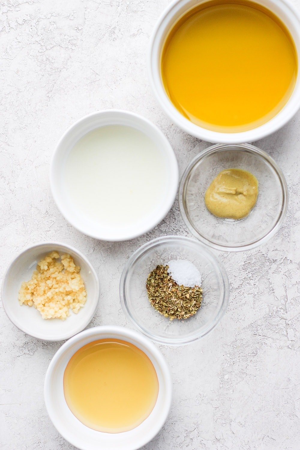 Individual ingredients for the salad dressing