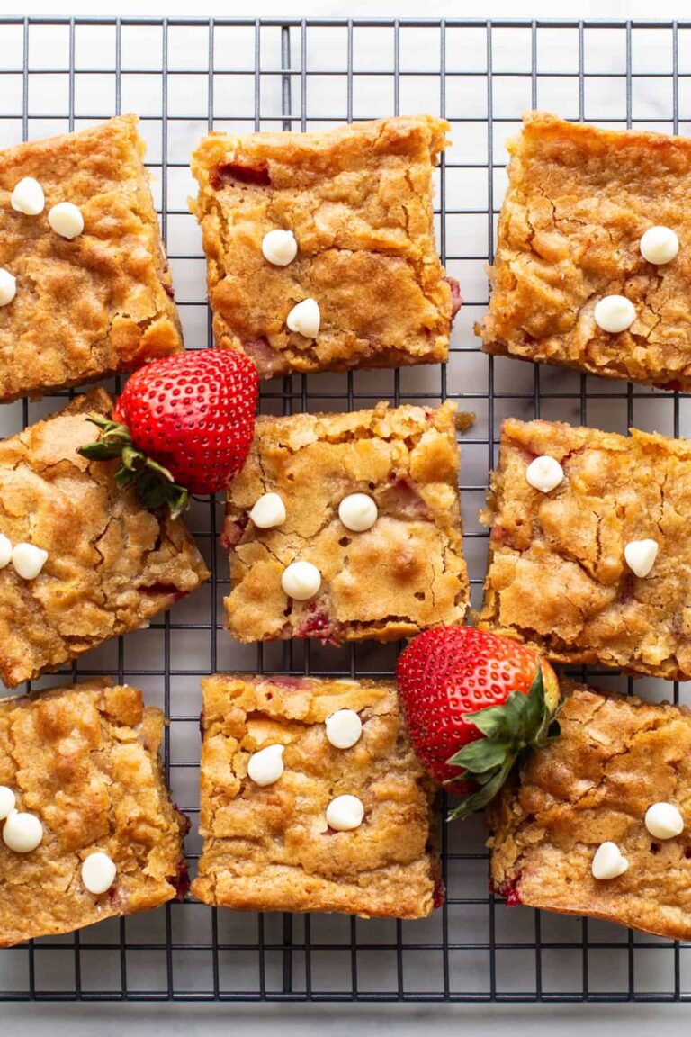 White Chocolate Strawberry Blondies