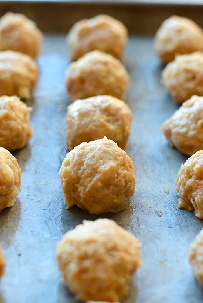 Meatballs on pan