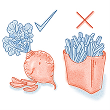 illustration of beet and french fries