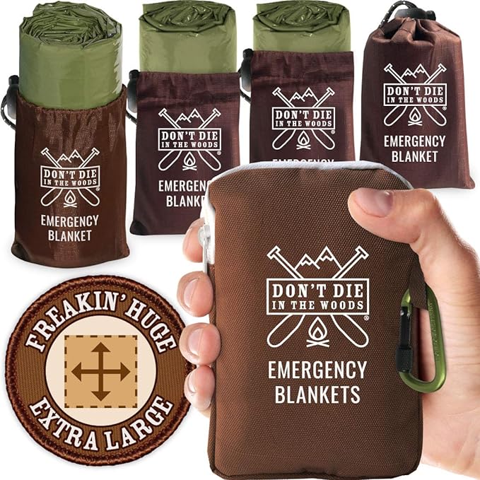 don't die in the woods huge emergency blanket 4-pack