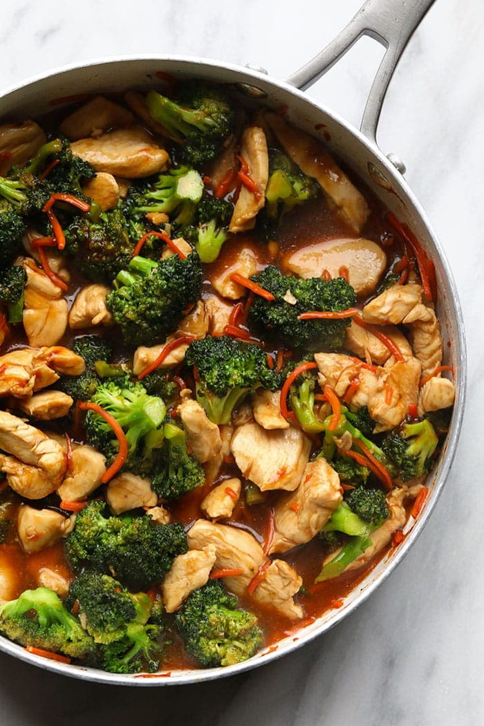 chicken stir fry in pan