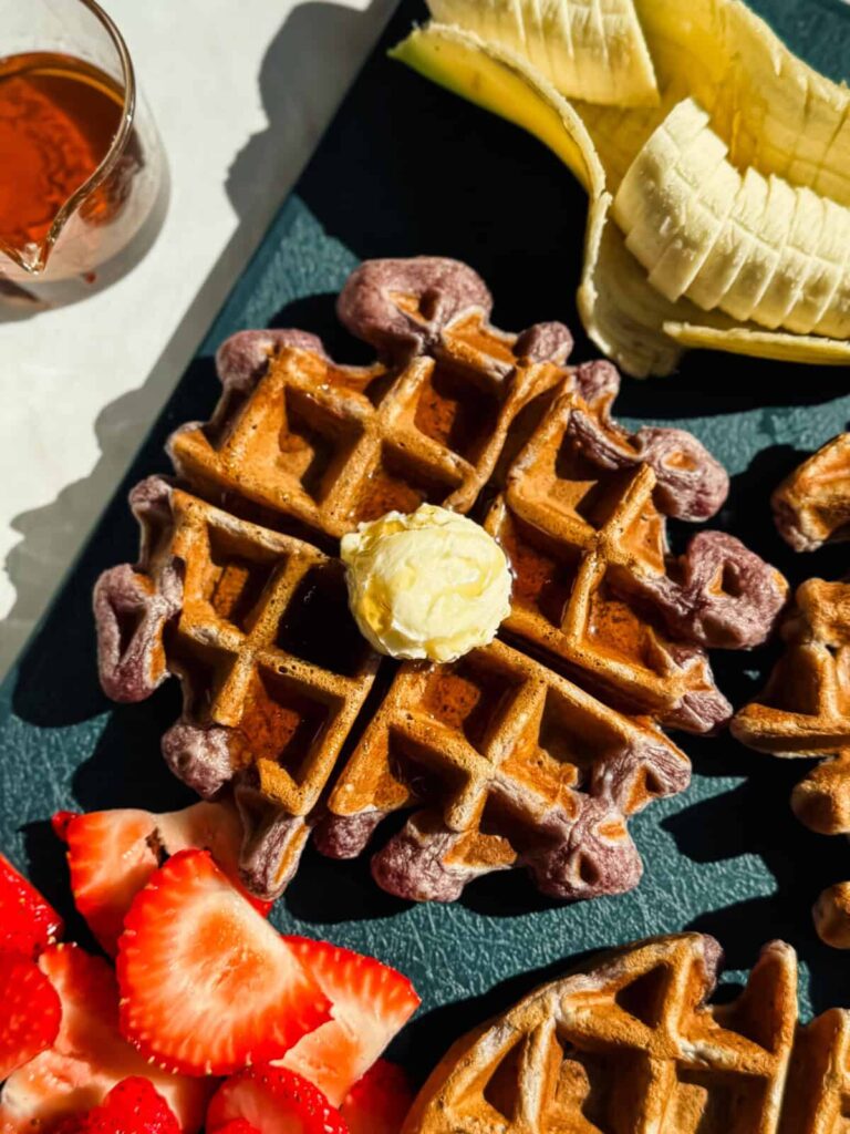 Strawberry Banana Cottage Cheese Waffles