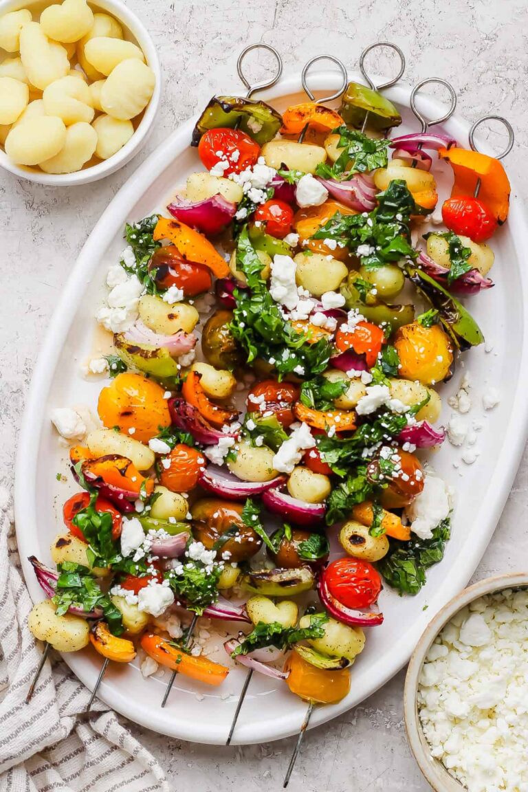Rainbow Grilled Gnocchi Skewers