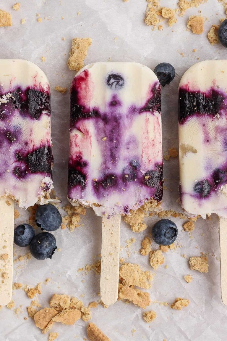 Blueberry Cheesecake Protein Popsicles