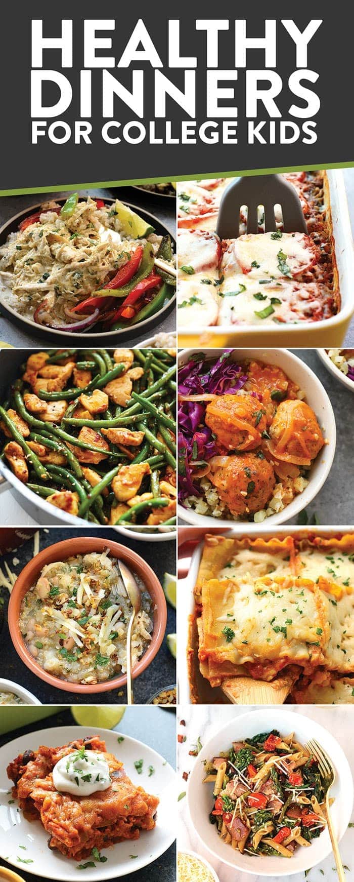Here are a bunch of dinner recipes for college students in apartments. I specify "apartment" because most of these need an oven or stove to create! healthy dinner recipes for college students