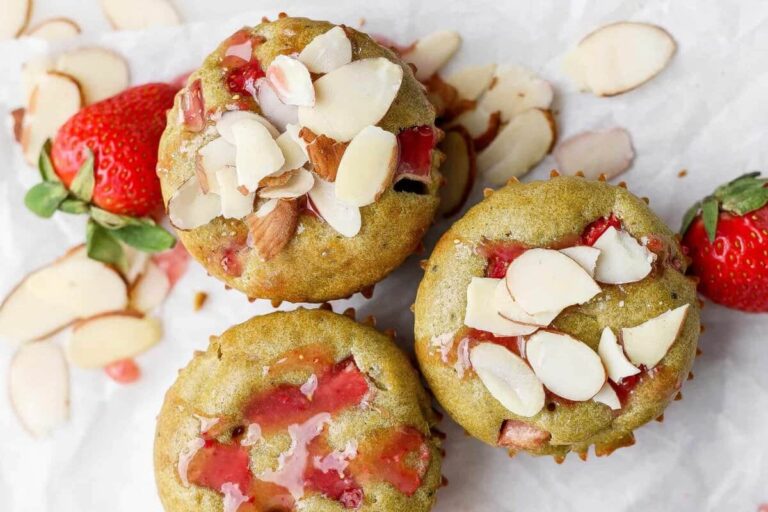 Strawberry Matcha Protein Muffins (fluffy and delicious!)