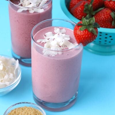 Strawberry Coconut Protein drinks in cups