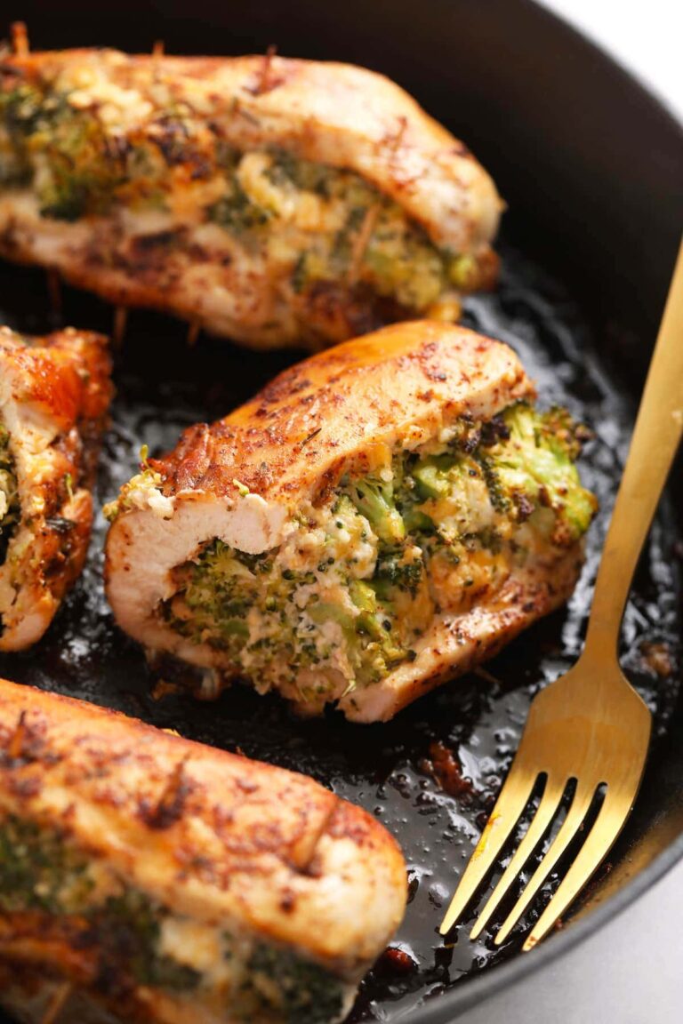 Broccoli and Cheese Stuffed Chicken Breasts (Protein Packed!)