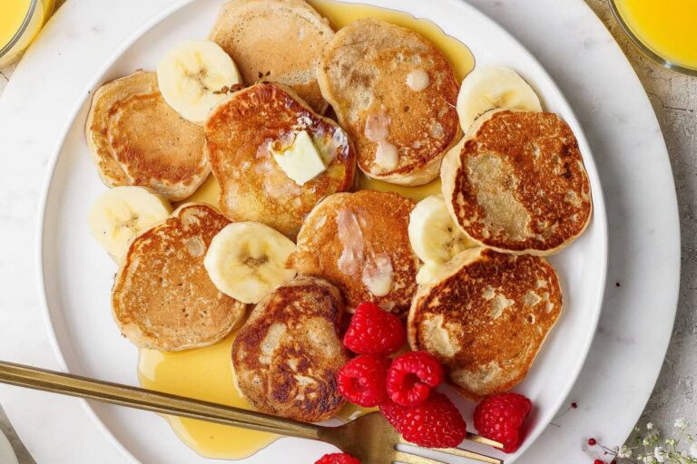 Mini Banana Greek Yogurt Pancakes (serve ’em in a bowl!)