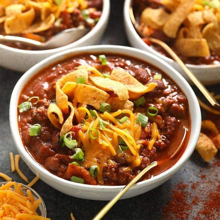 5-Star, Award-Winning Beef Chili prepared for meal prep