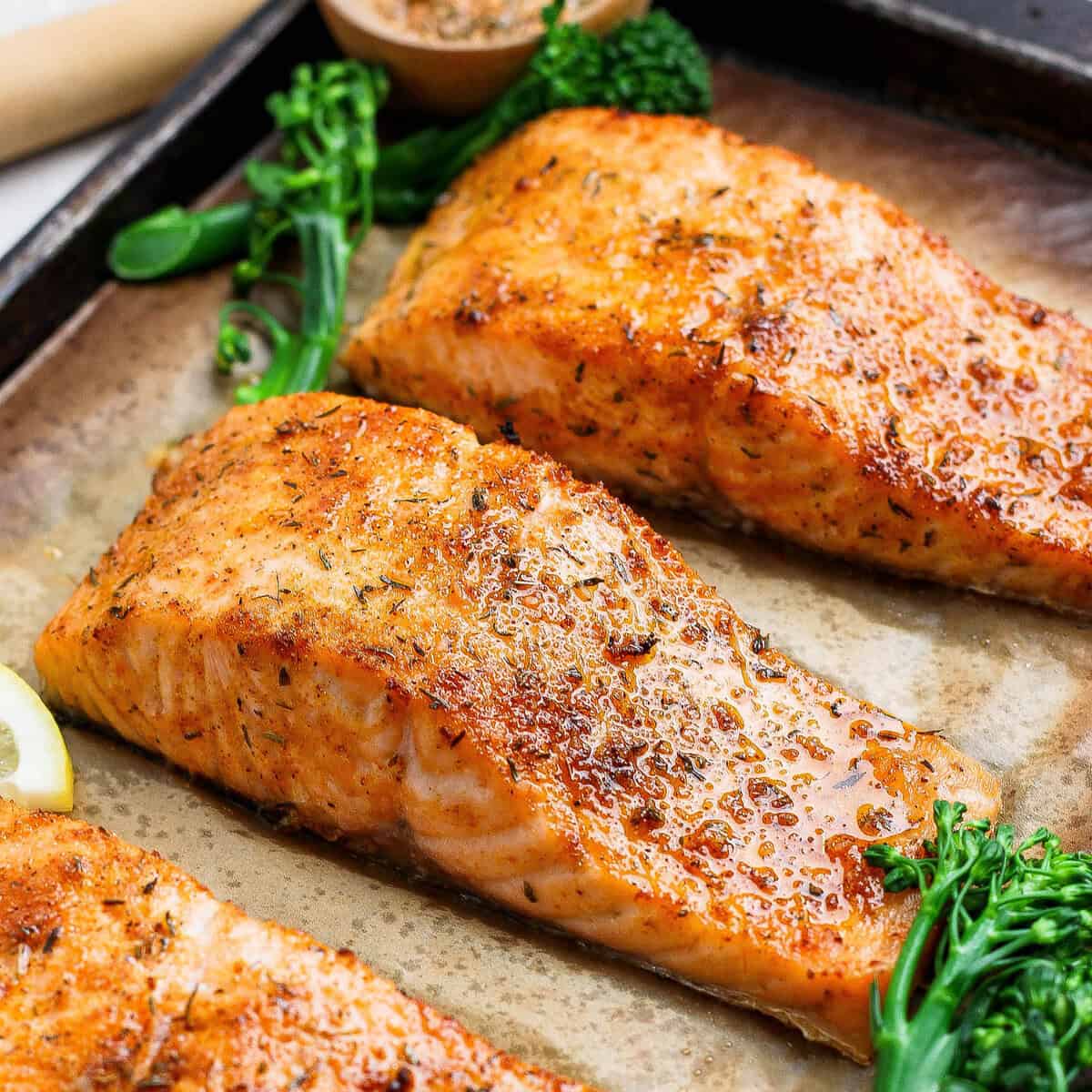 The Best Broiled Salmon (Simple Seasoning, 8 Min Broil!) prepared for meal prep