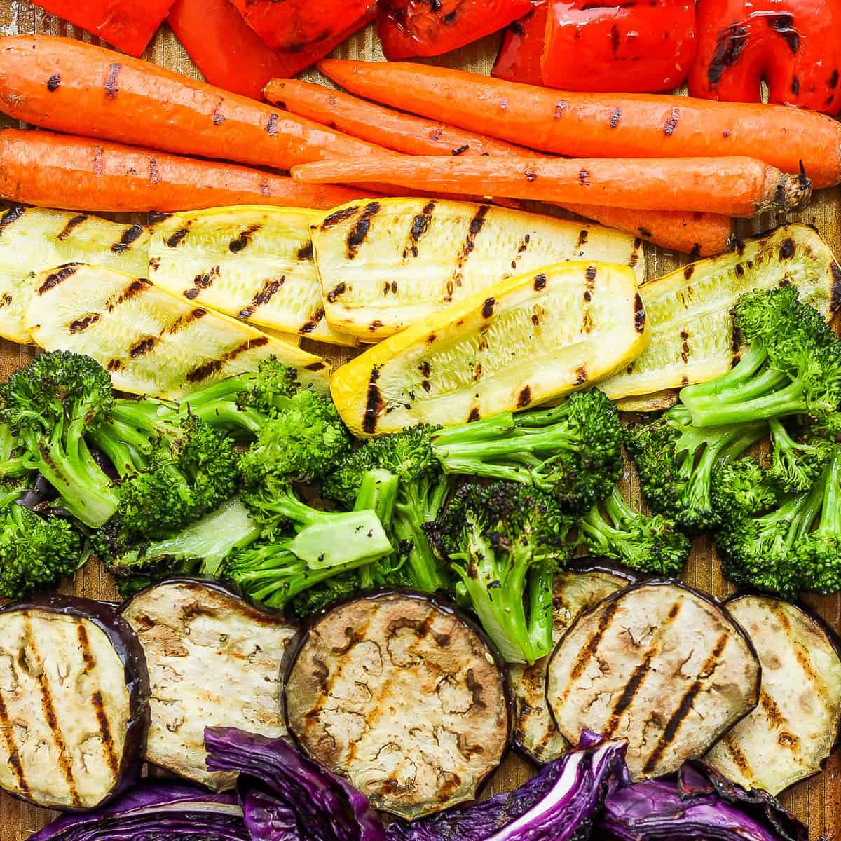 Easy Rainbow Grilled Vegetables prepared for meal prep