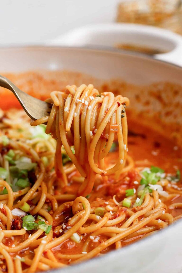 Chili Crunch Pasta with Smashed Tomato Sauce
