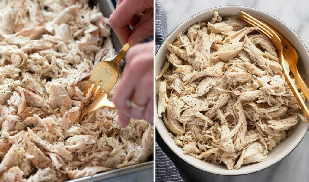 Southwest chicken salad with shredded chicken.