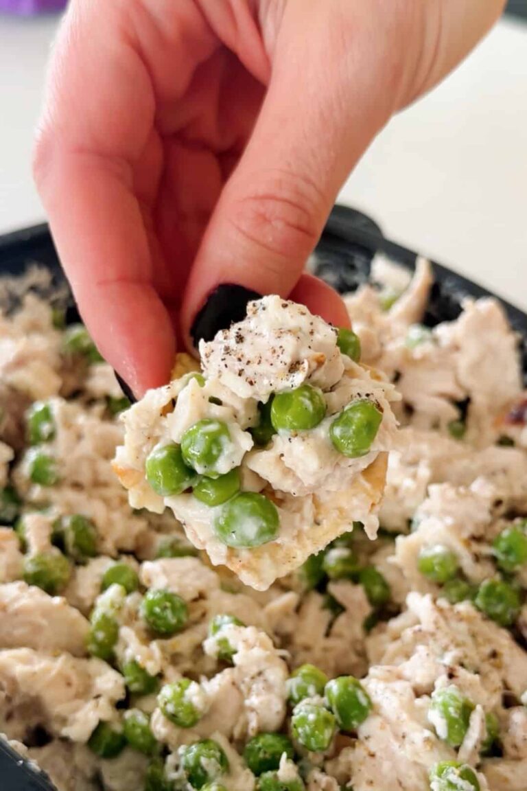 Rotisserie Chicken Salad with Peas (No Bowl Needed)